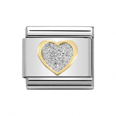 Nomination 18ct Gold Heart Glitter Plate Charm.