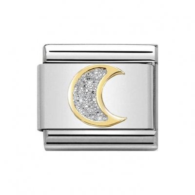 Nomination 18ct Gold Glitter Moon Plate Charm.