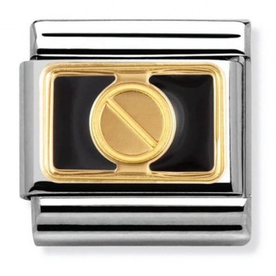 Nomination 18ct Gold & Black Enamel Screw Black Plate Charm