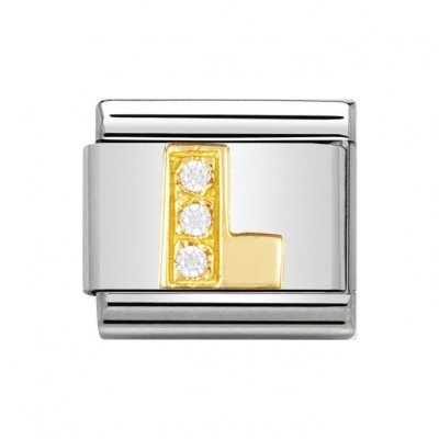 Nomination 18ct Gold CZ set Initial L Charm.