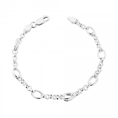 Silver Ornate Belcher Link Ladies Bracelet