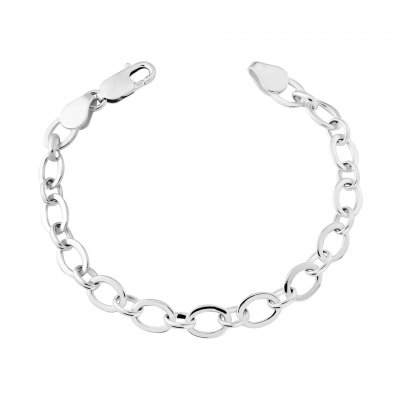 Silver Bold Oval Link Ladies Bracelet