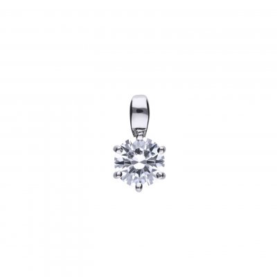 DiamonFire Silver Zirconia 1.00ct Solitaire Claw Set Necklet