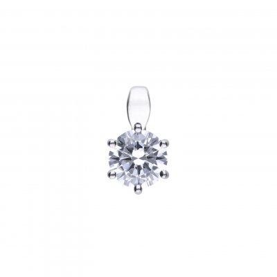 DiamonFire Silver Zirconia 1.50ct Solitaire Claw Set Necklet