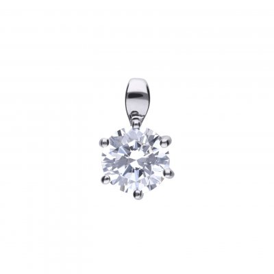 DiamonFire Silver Zirconia 2.00ct Solitaire Claw Set Necklet