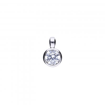 DiamonFire Silver Zirconia 0.50ct Solitaire Bezel Set Necklet