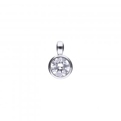 DiamonFire Silver Zirconia 0.75ct Solitaire Bezel Set Necklet