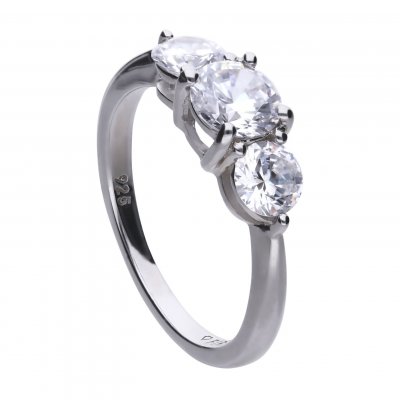 DiamonFire Silver 3 Stone Zirconia Ring