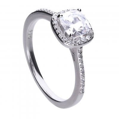 DiamonFire Silver Square Cut Zirconia Ring