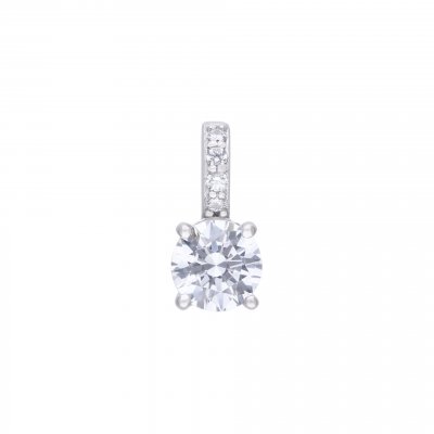 DiamonFire Silver Zirconia Round Solitaire Pendant