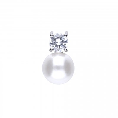 DiamonFire Silver Shell Pearl & Zirconia Pendant