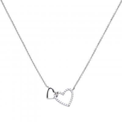 DiamonFire Silver Zirconia Entwined Hearts Pendant