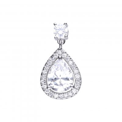 DiamonFire Silver Zirconia Teardrop Pave Pendant