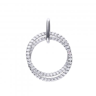 DiamonFire Silver Zirconia Entwined Pave Circles Pendant