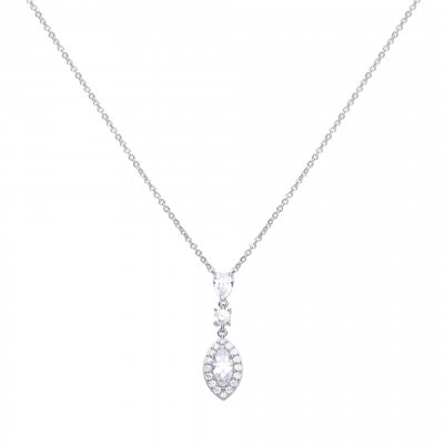 DiamonFire Sterling Silver Marquis Pave Pendant