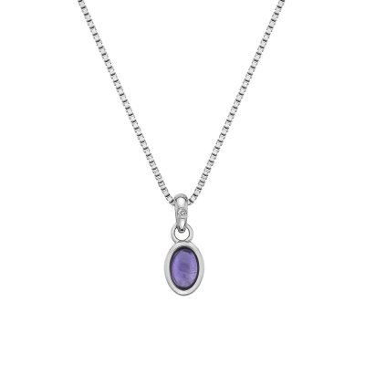 Hot Diamonds Silver Diamond set Amethyst Pendant - February