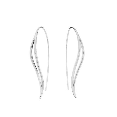 Azendi Silver Wave Metropolitan Hook through Earrings