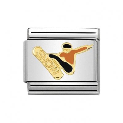 Nomination 18ct Classic Snowboarder Orange Charm