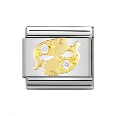 Nomination 18ct Gold CZ set Pisces ZODIAC Charm.