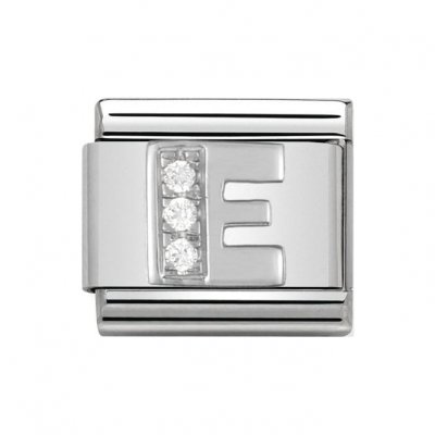 Nomination Silver Shine, CZ Initial E Charm.