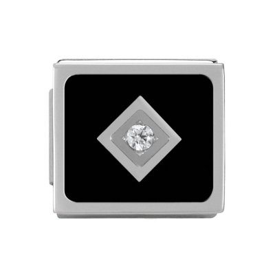 Nomination Ikon Symbols Black Rhombus CZ Charm