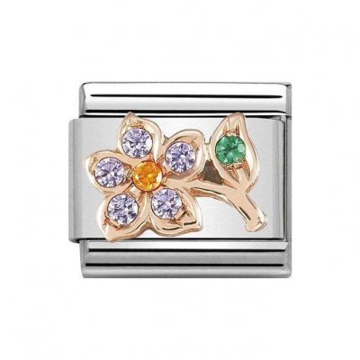 Nomination 9ct Rose Gold Lilac Flower with Stem Charm.