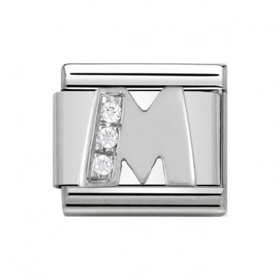 Nomination Silver CZ Initial M Charm.