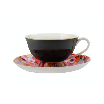 Maxwell & Williams Cashmere Bloems Tea Cup And Saucer Black