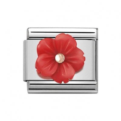 Nomination Classic Rose Gold & Red Flower Charm