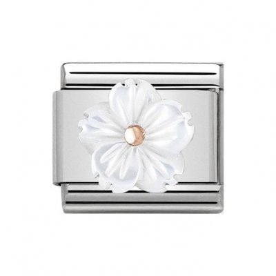 Classic Rose Gold & White Mother of Pearl Flower Charm