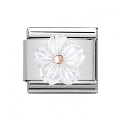 Nomination Classic Rose Gold & White Mother of Pearl Flower Charm