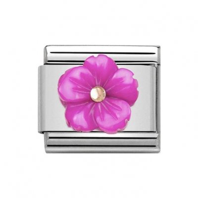 Classic Rose Gold & Fuchsia Flower Charm