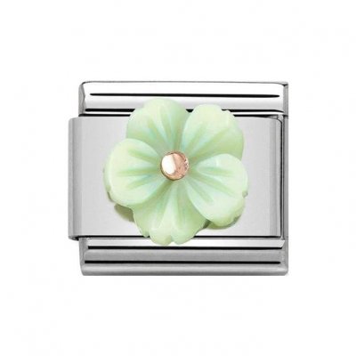 Classic Rose Gold & Green Mother of Pearl Flower Charm