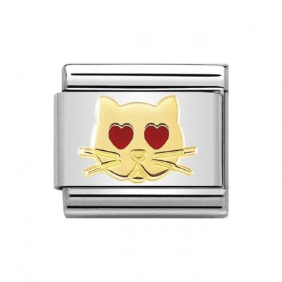 Nomination 18ct Gold Cat Heart Eyes Charm.