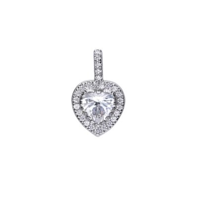 DiamonFire Silver Zirconia Heart Pave Pendant