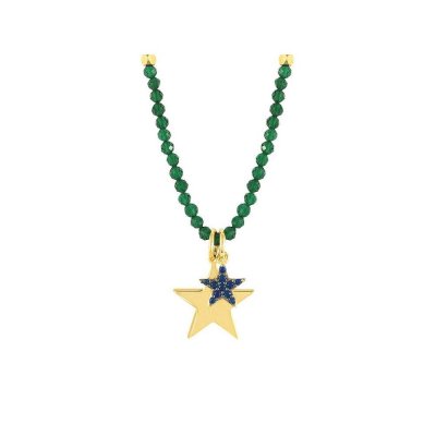 Nomination Antibes Yellow Gold Plated with Blue CZ & Green Crystals Star Necklet