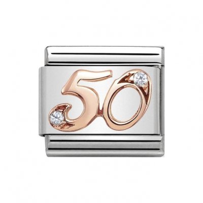 Nomination Number 50 CZ Rose Gold Charm