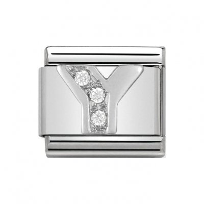 Nomination Silver CZ Initial Y Charm.