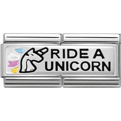 Nomination Double Engraved Ride a Unicorn Silver Shine