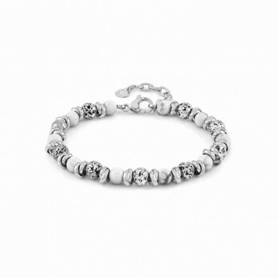 Instinct Vulcano Antiqued Stainless Steel Rings, White Howlite & Lava Bracelet