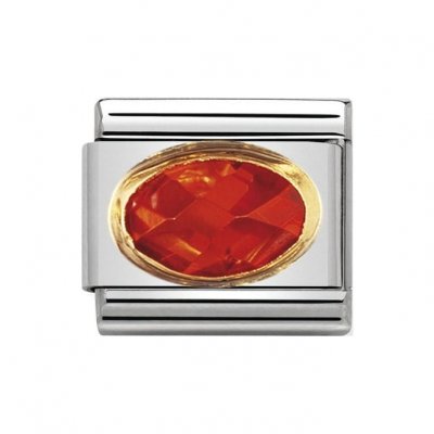 Nomination 18ct Gold CZ set Orange Oval Faceted Charm.