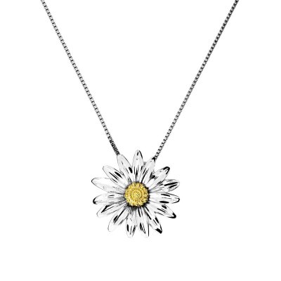 Silver Daisy April Birthday Flower Pendant