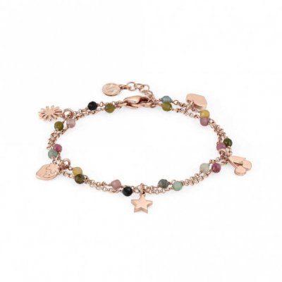 Mon Amour Rose Gold Plated & Multicoloured Stones Mixed Bracelet
