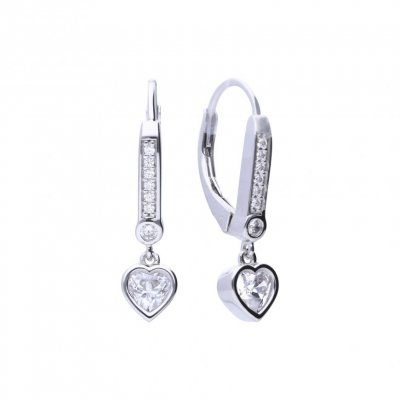 DiamonFire Silver Zirconia Heart Drop Earrings