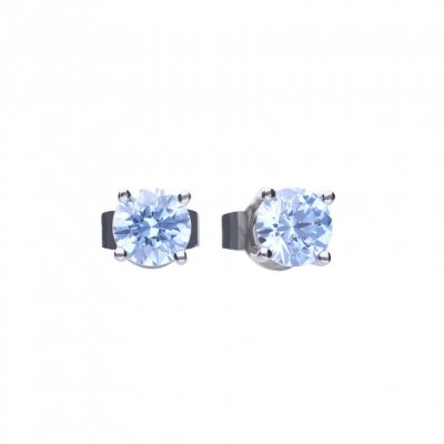 DiamonFire Silver Blue Zirconia Solitaire Earrings
