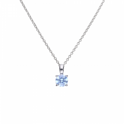 DiamonFire Silver Blue Zirconia Round Solitaire Pendant