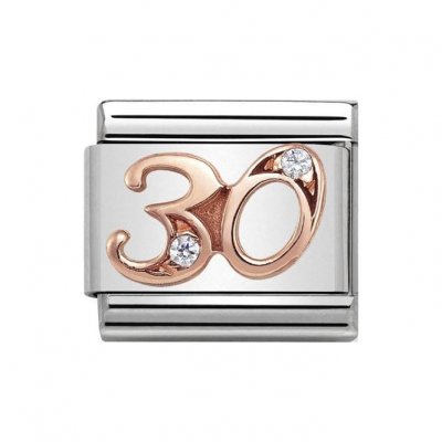 Nomination Number 30 CZ Rose Gold Charm