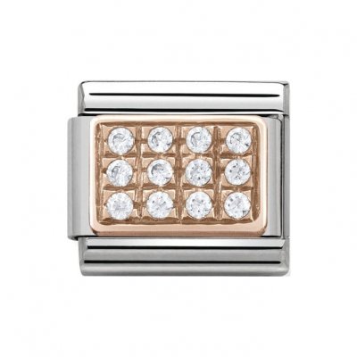 Nomination 9ct Rose Gold CZ set White Pave Charm.