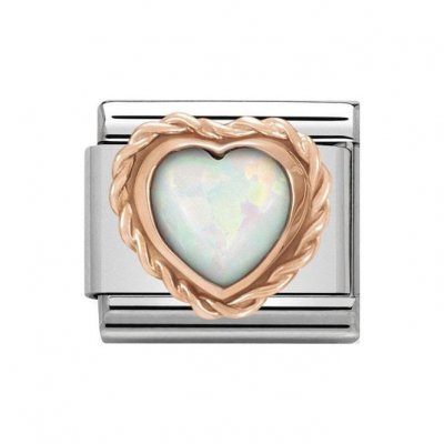 Nomination 9ct Rose Gold Heart Opal Charm