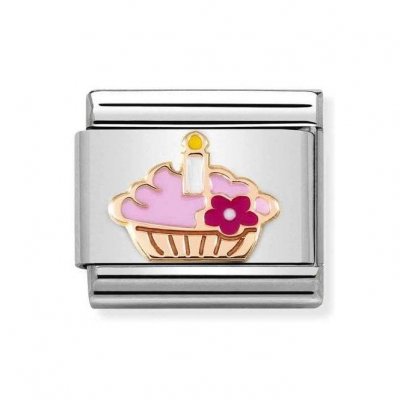 Nomination 9ct Rose Gold Cupcake with Candle Charm